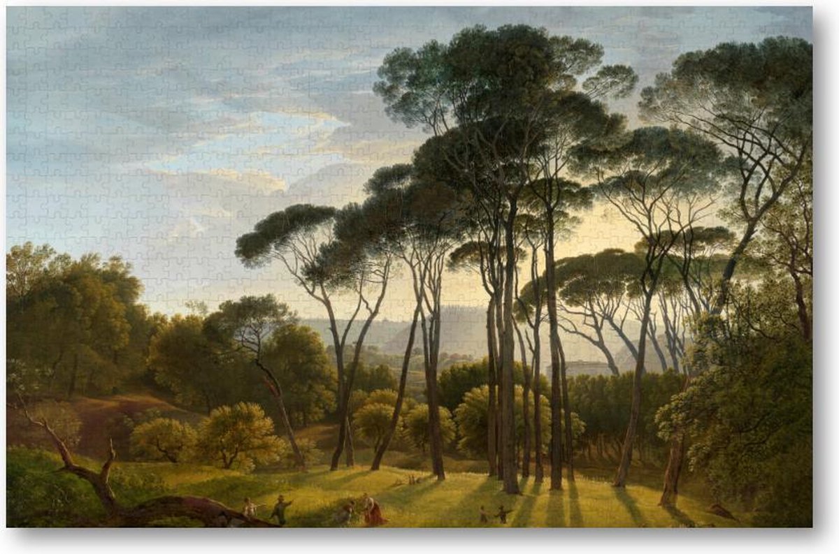 Italiaans landschap met parasoldennen te Rome - 1000 Stukjes puzzel voor volwassenen - Hendrik Voogd - Meesterwerken