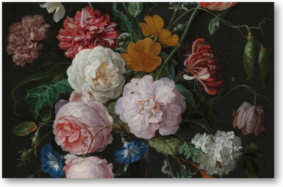 Stilleven met bloemen in een glazen vaas - 1000 Stukjes puzzel voor volwassenen - Jan Davidsz - Meesterwerken - Bloemen