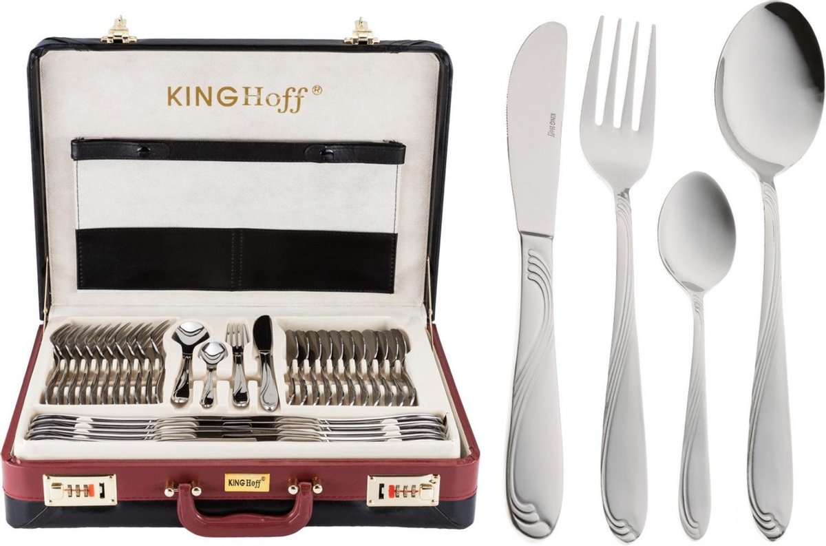 KINGHOFF 3508 - luxe bestekset koffer - 72 delig - 12 persoons - Modern bestek
