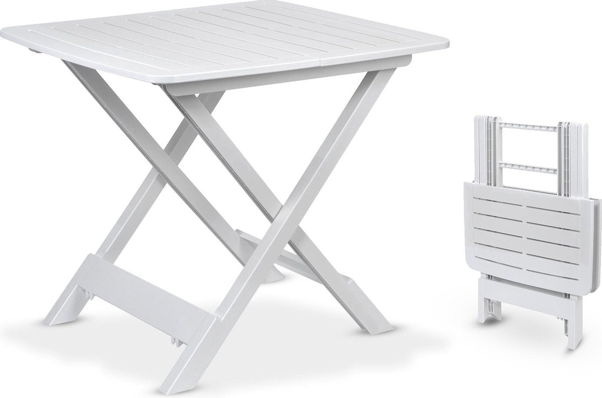 MaxxGarden Tuintafel - Campingtafel - Kunststof wit - 44x44x57cm