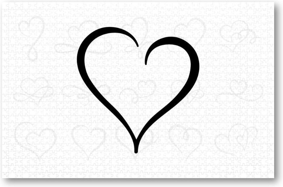 Hart - Harten patroon - Zwart/Wit - 1000 Stukjes puzzel voor volwassenen - Minimalist