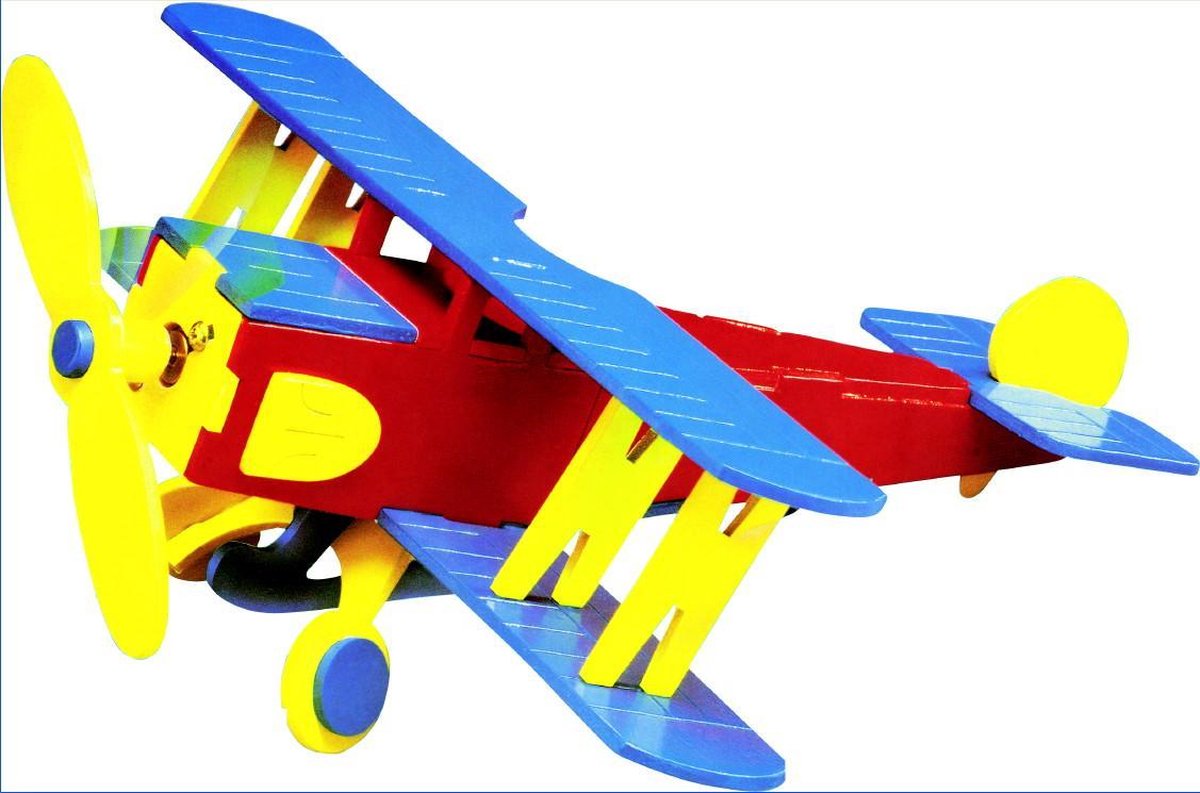 POWERplus Solar Toy Wood Vliegtuig - houten speelgoed bouwpakket vliegtuig model - werkt op zonne-energie