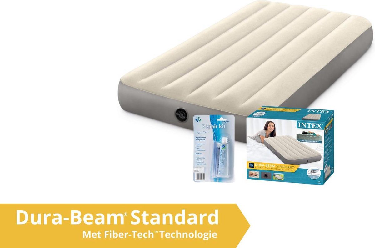 Intex Luchtbed - Single-High - Formaat: Twin - B99 x L191 x H25 cm - 1 pers. - Met Reparatieset