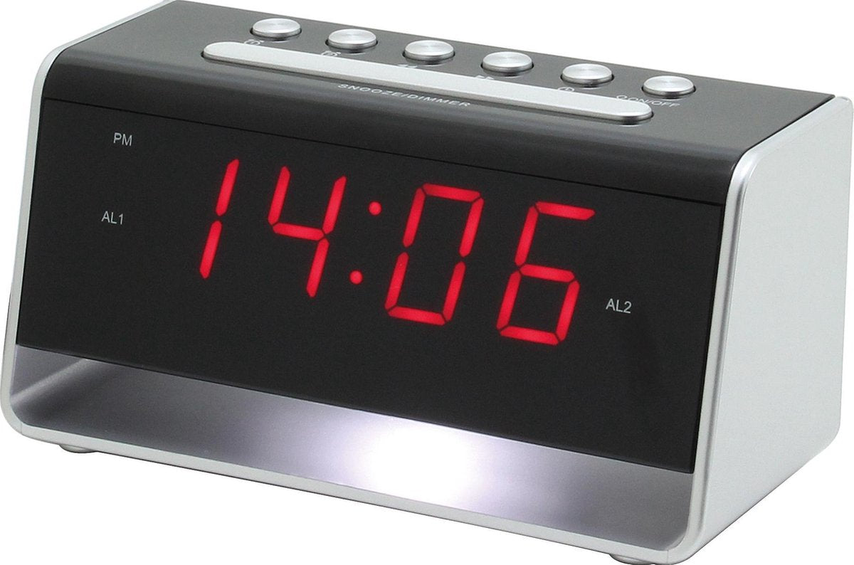 Soundmaster UR8100SI Super slim jumbo LED alarmklok met nachtlampje