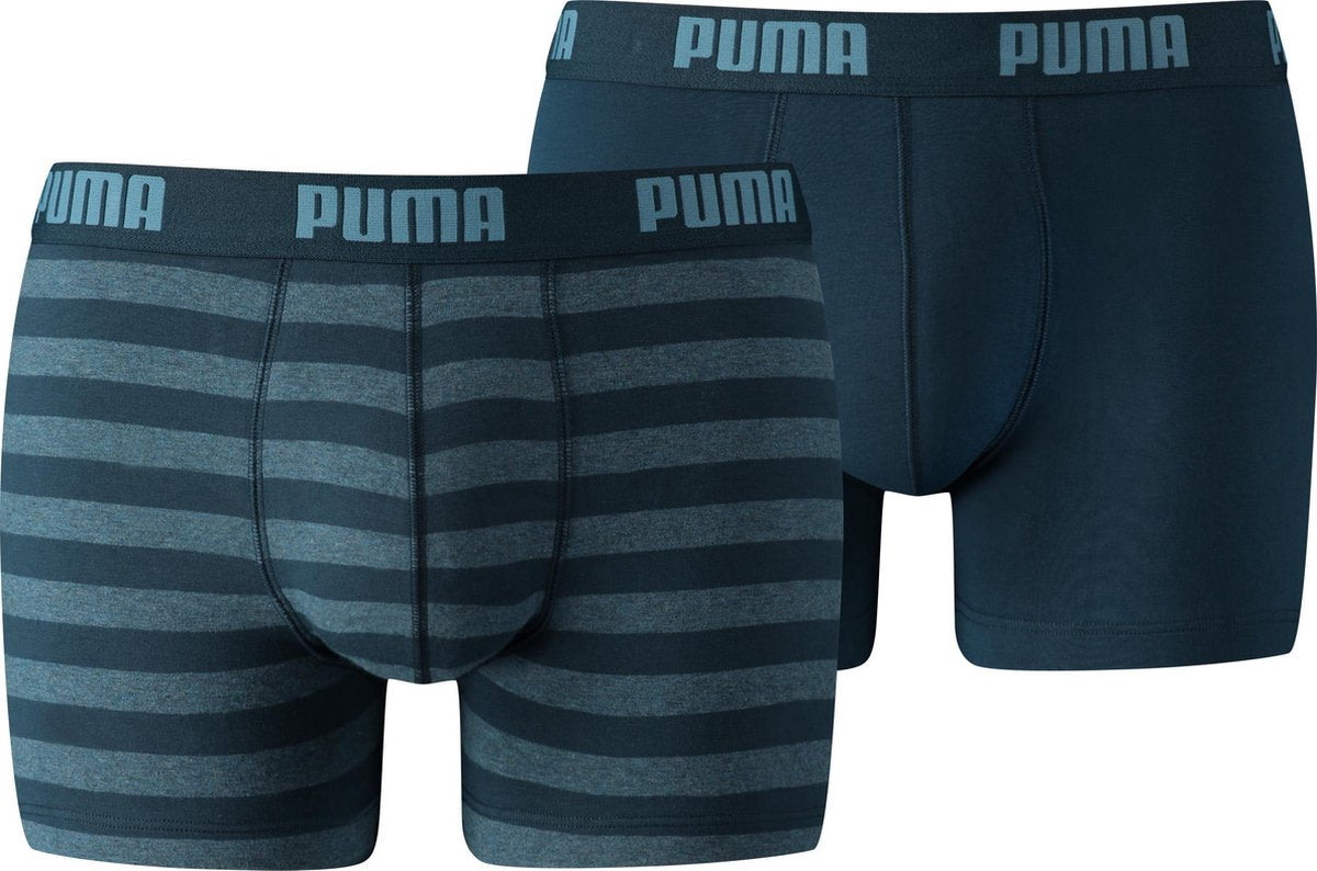 PUMA  heren Stripe Boxer 2-pack - Denim - Maat M