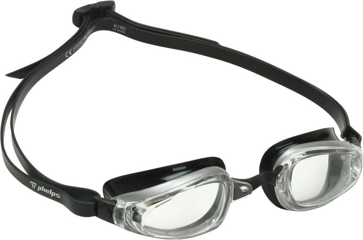 Phelps K180 - Zwembril - Volwassenen - Clear Lens - Zilver/Zwart