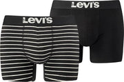 Levi's - Heren - 2-pack Vintage Stripe Boxershorts Grijs Melange - Zwart - XXL