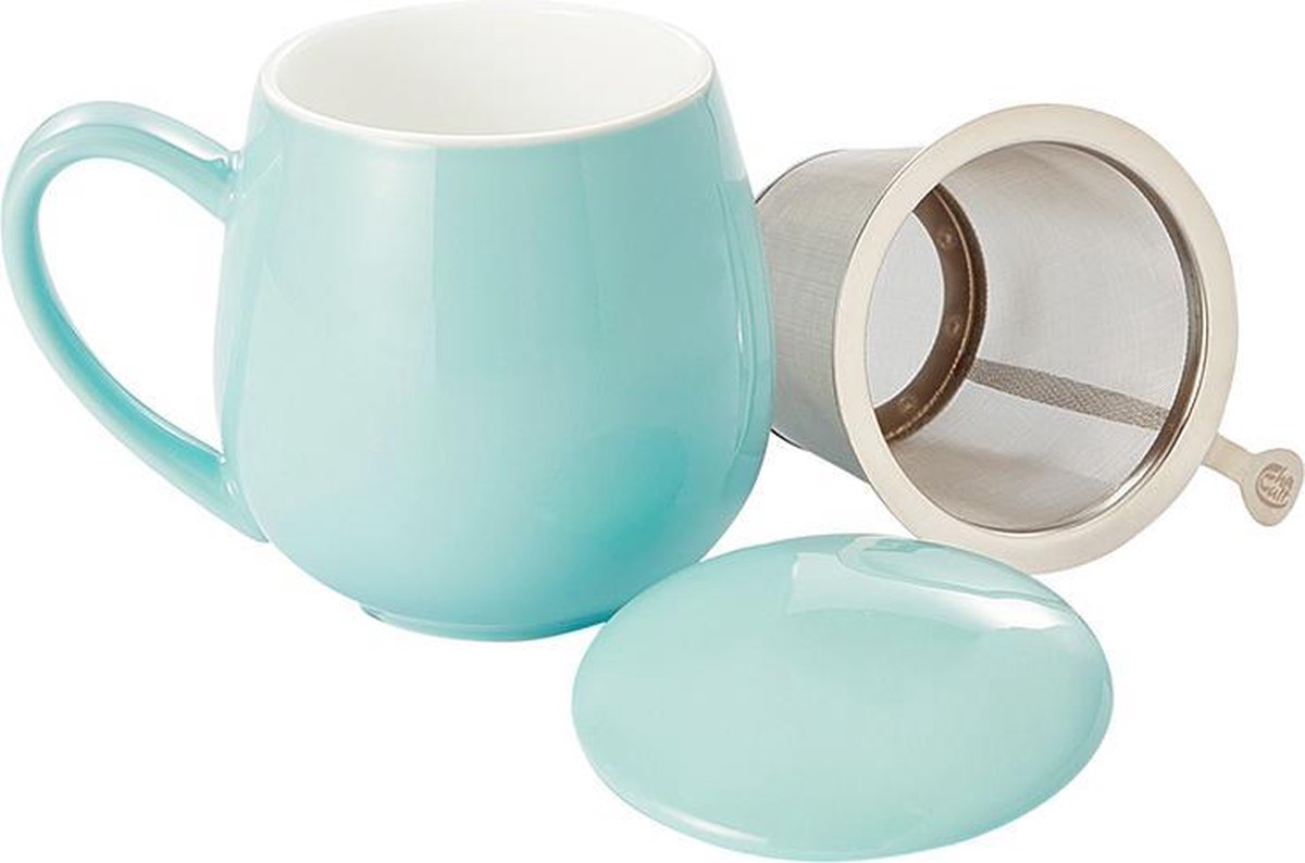 Theemok met filter en deksel Saara Turquoise 350ml