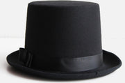 Hoge hoed zwart steampunk tophat - one size - maat 59 60 61 62 - met elastieken band - zwarte heren dames