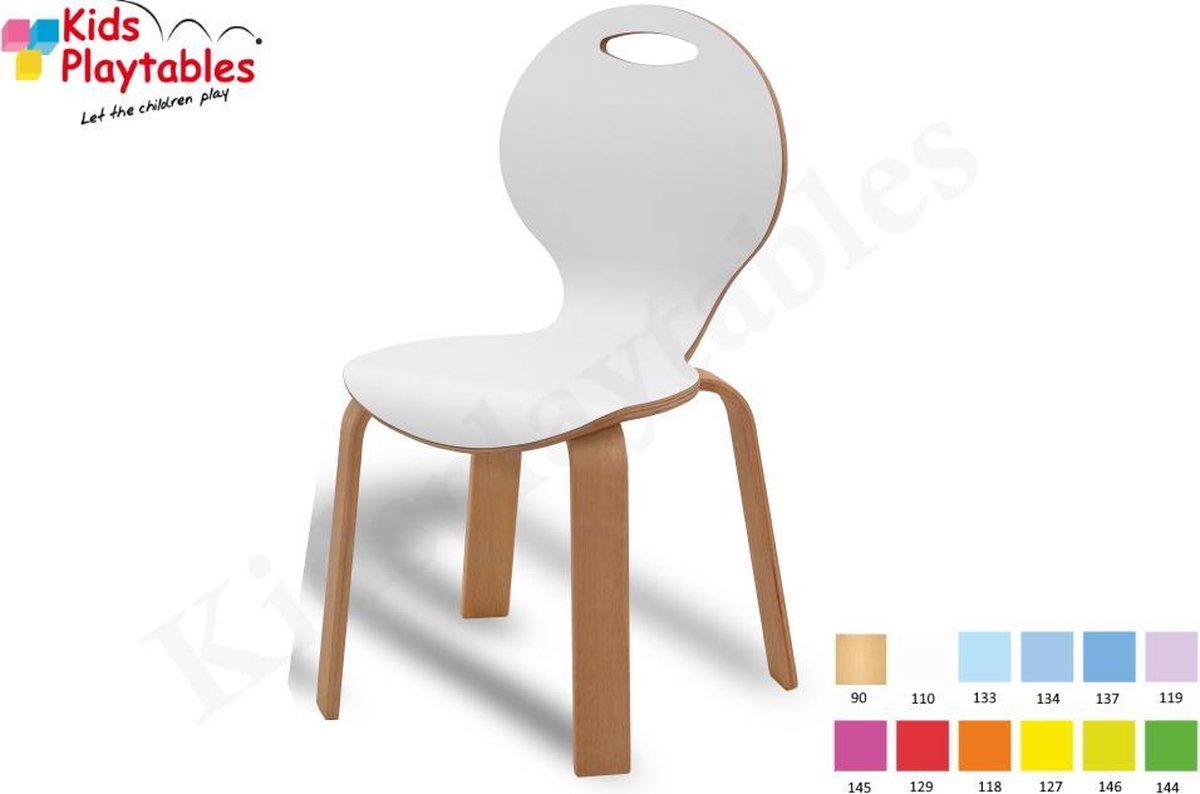 Kinderstoeltje hout kleur wit - Kinderzetel - H 31 cm - Stoeltje voor kinderen - Peuterstoeltje - Kinderstoeltje - houten stoeltje voor kinderen