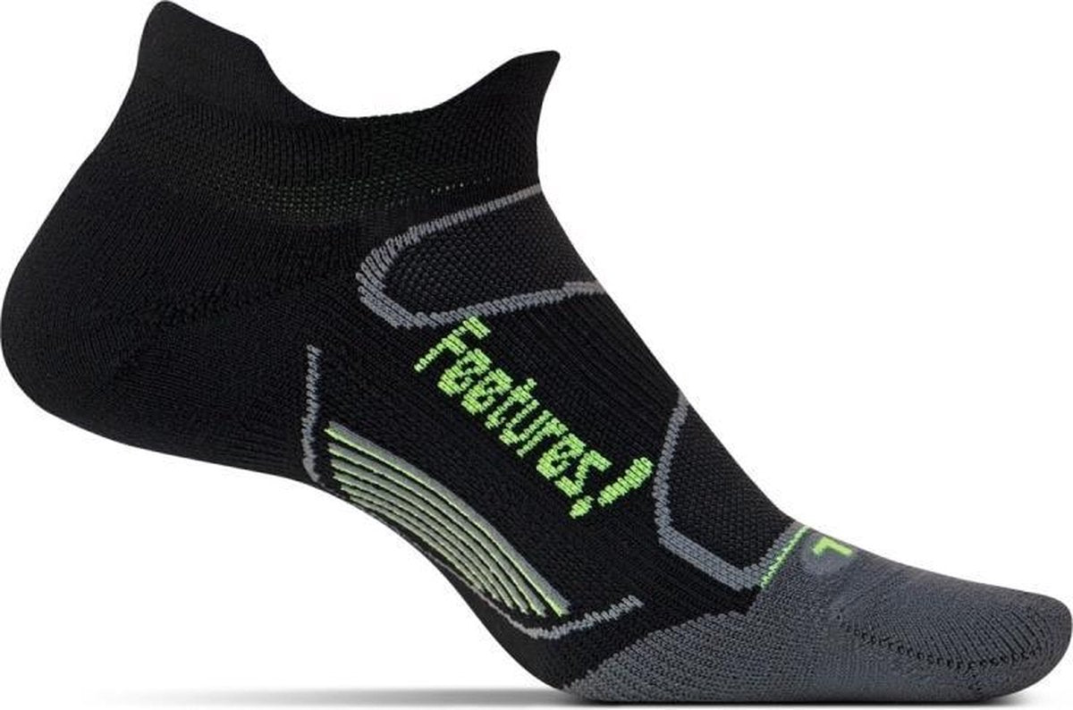 Feetures - Elite Light Cushion No Show Tab - Black Reflector - Hardloopsokken - Sportsokken - L