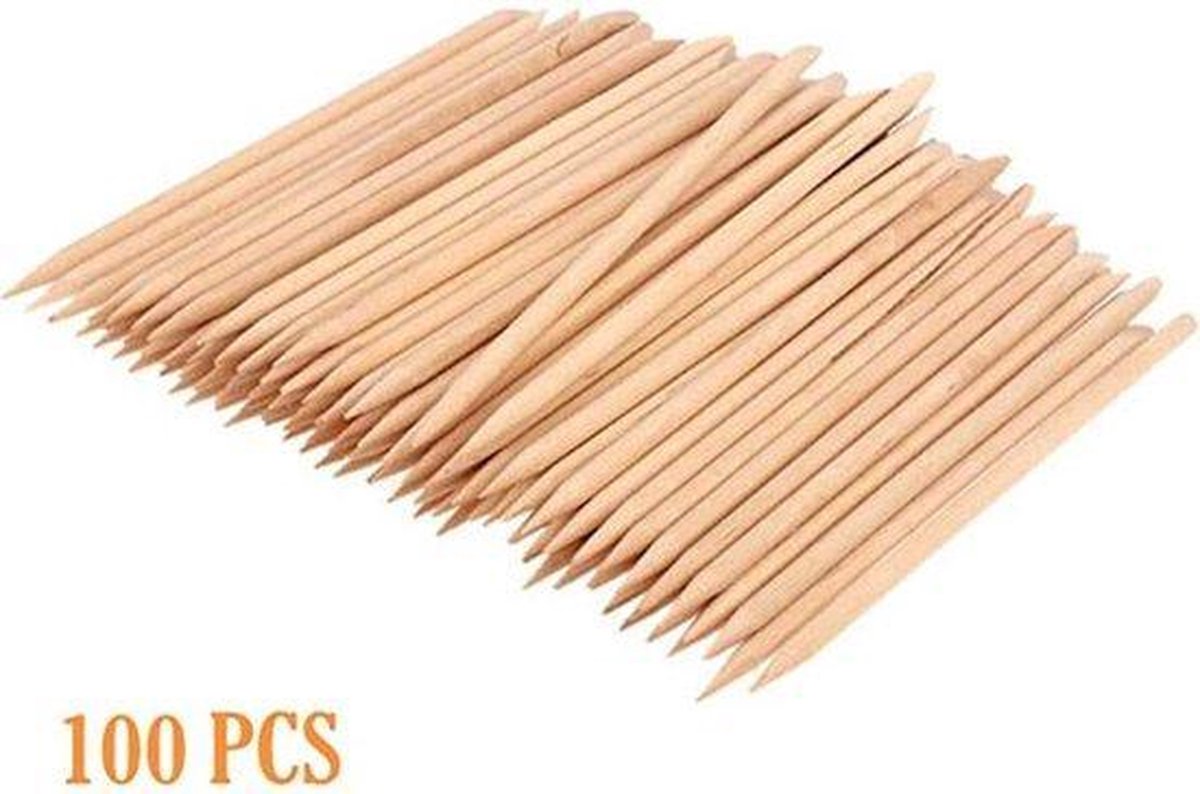 IRSA Cuticle pusher / wood sticks - woodsticks - manicure - bokkepoot-pedicure - nagels- houtstokjes - nagelriemen - nagelverzorging - bokkenpoot - 100 Stuks
