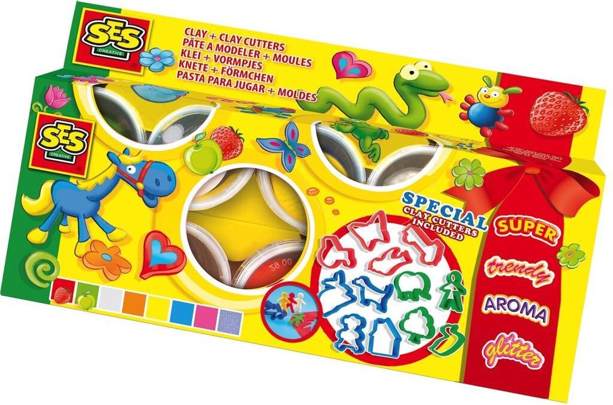 Ses 8 x Superdough Klei met Vormpjes