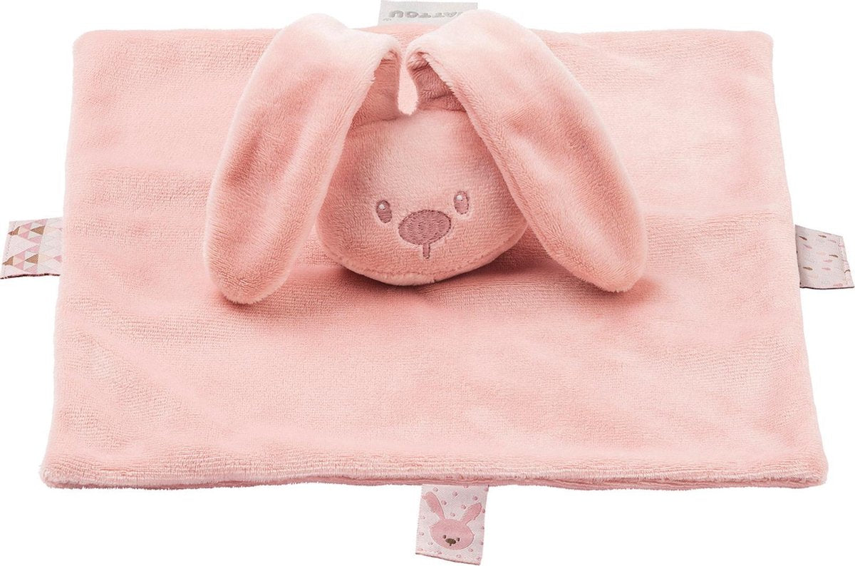 Nattou Konijn Lapidou - Knuffeldoekje - Doudou - 26 x 26 cm - Oudroze