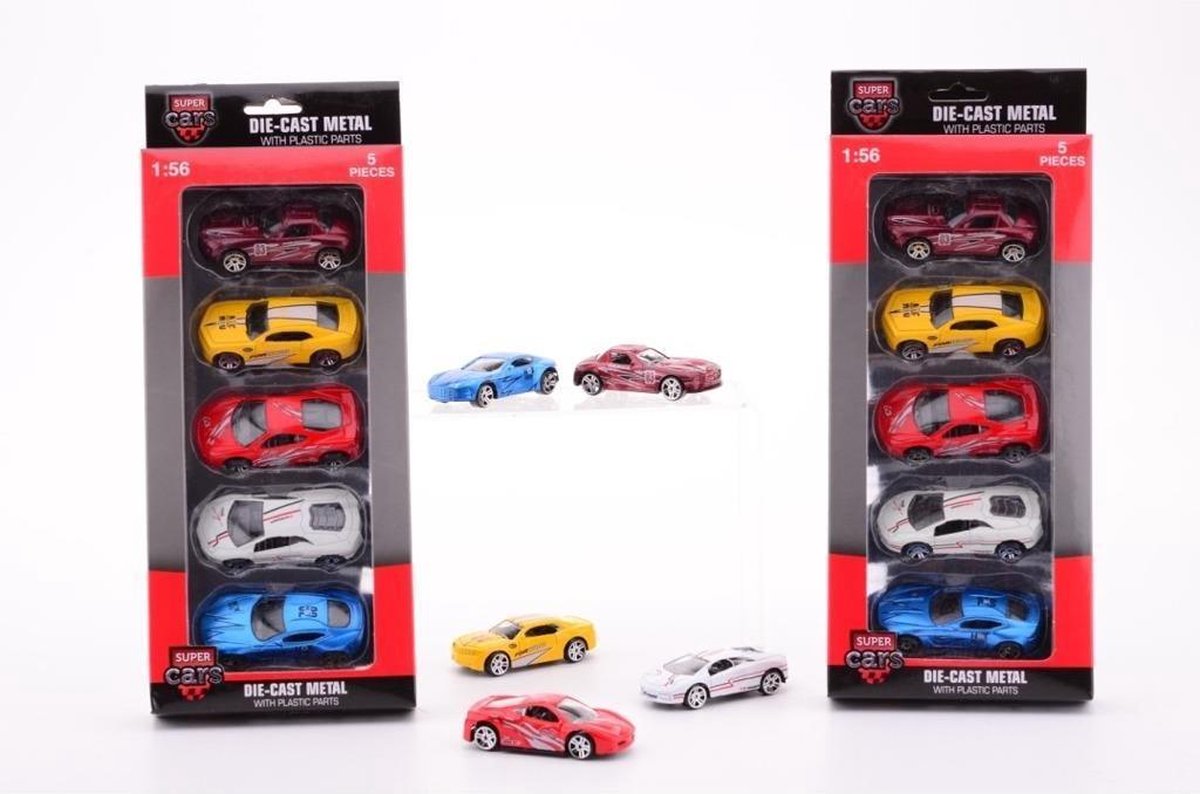 Super cars 5 stuks Die cast auto's in doos