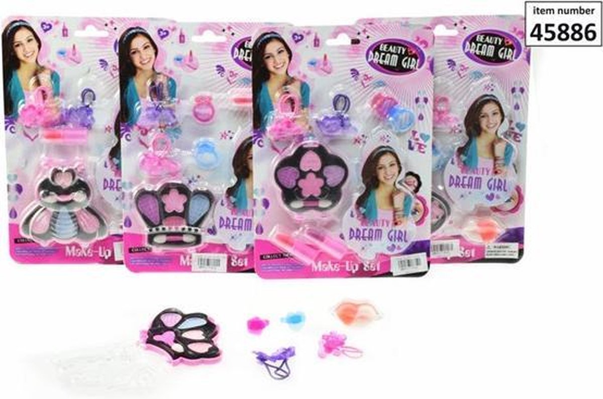 Make-up set met accessoires 5-ass.