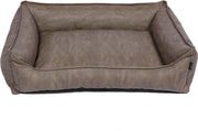 snObbs Buffalo M Hondenmand - Hypoallergene Hondenbank - Makkelijk Schoon te Maken Hondenkussen – Lederlook Design Hondenbed – 90 x 70 x 24 - Bruin