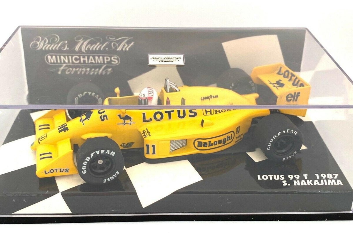 Lotus 99T 1987 S. Nakajima (Geel) (12 cm) 1/43 MiniChamps - Modelauto - Schaalmodel - Model auto - Miniatuurautos - Miniatuur auto