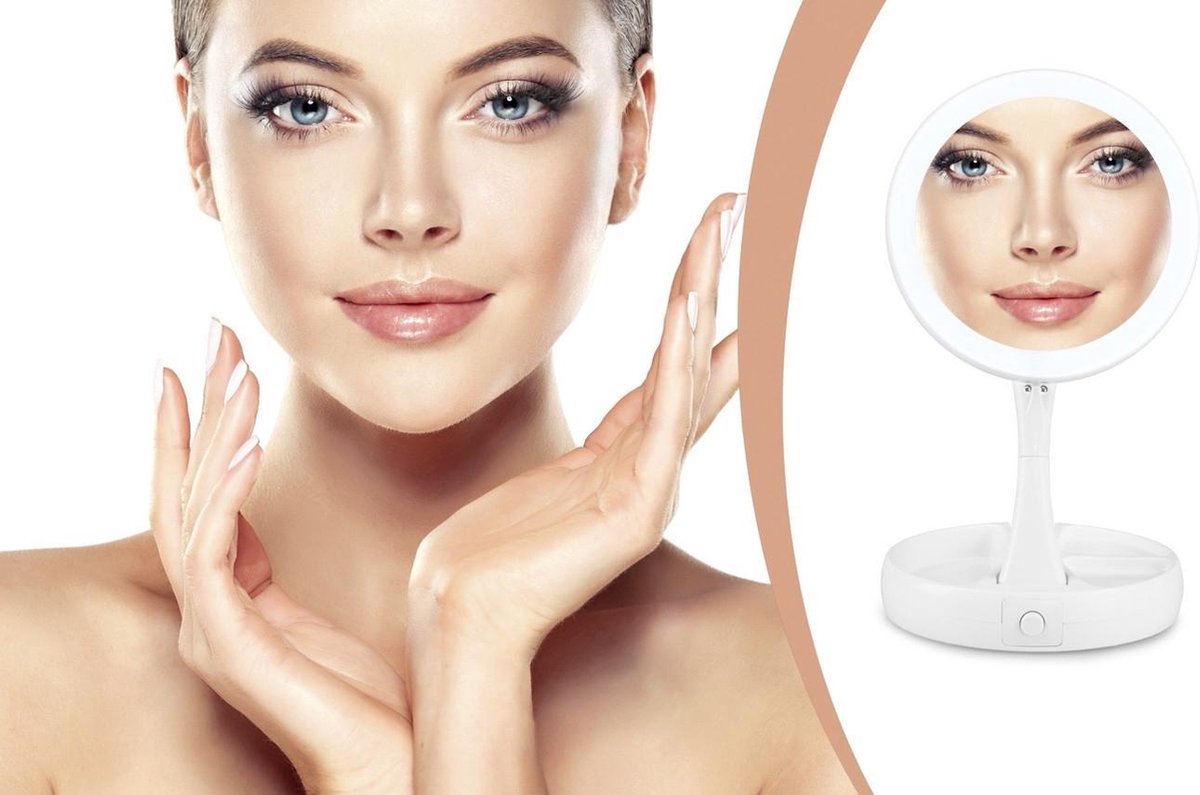Make-up spiegel - Met verlichting - Inclusief USB-kabel - Makkelijk mee te nemen - Inklapbaar