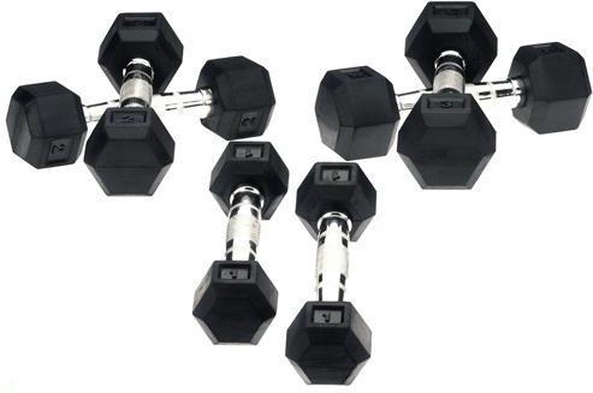 Hexa Dumbells - 2 x 9 kg - Zilver/Zwart