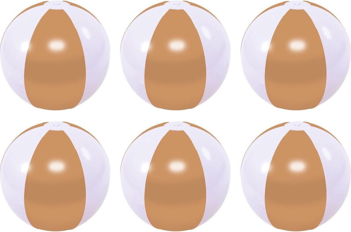 6x Opblaasbare gouden strandballen 27 cm speelgoed - Buitenspeelgoed strandballen - Opblaasballen - Waterspeelgoed