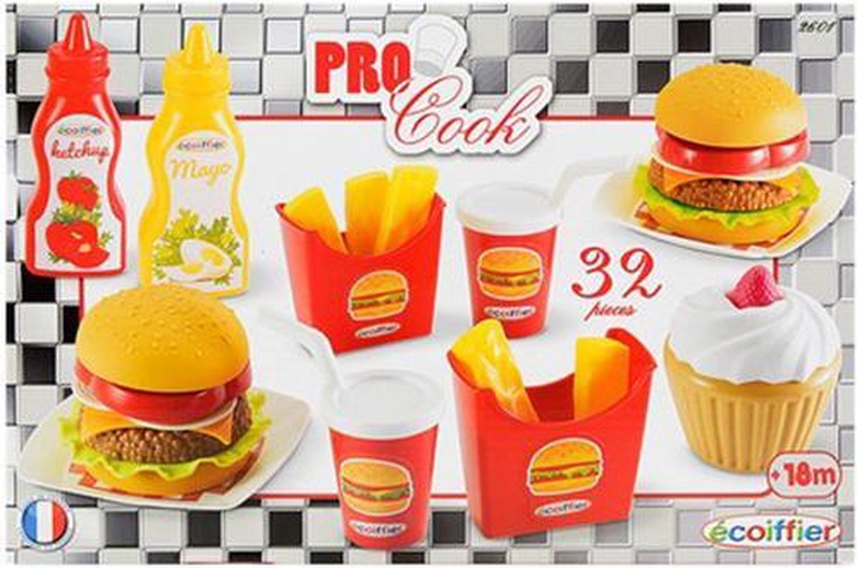 Pro Cook Keuken Speelset Snackbar - Multicolor - Kunststof - 38 Delig