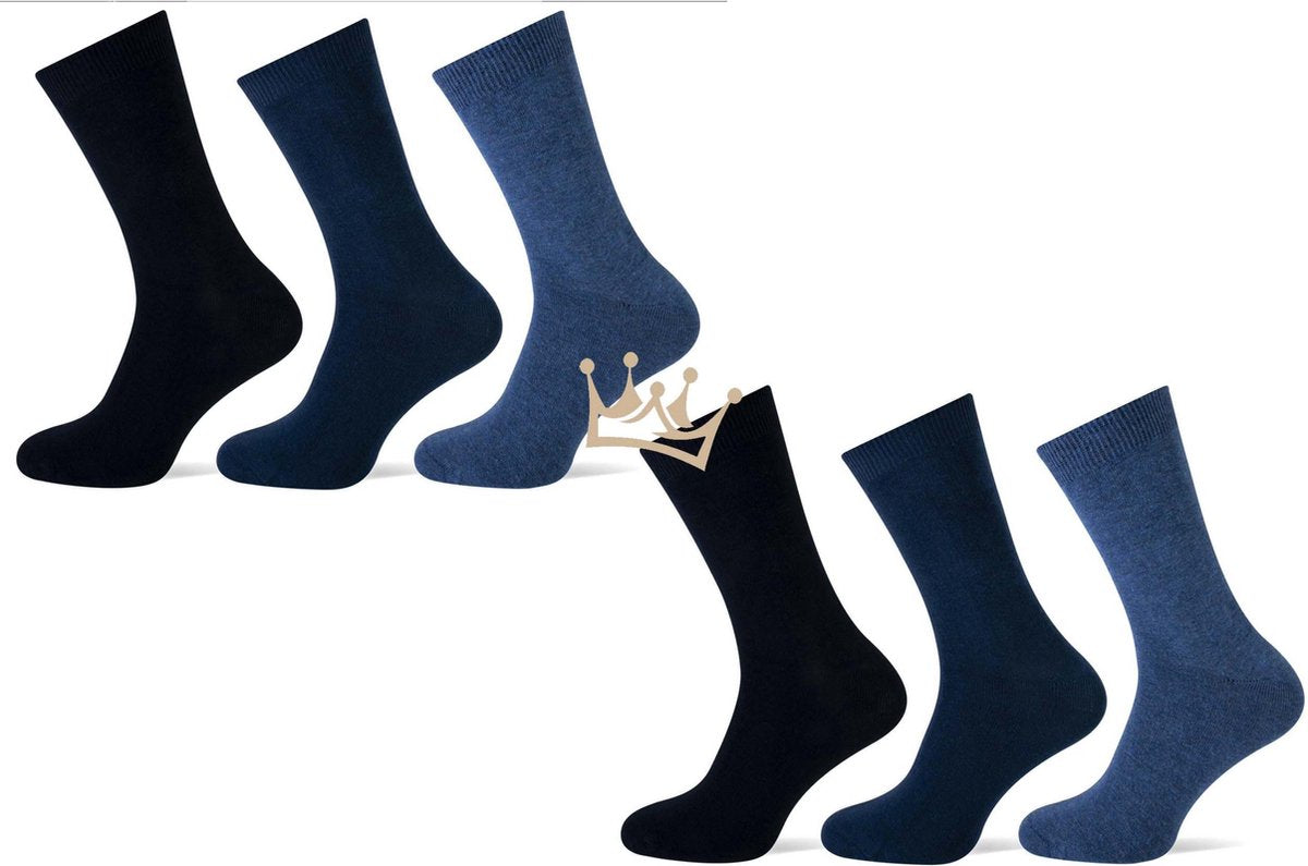 Teckel katoenen sokken - Naadloos - Dames - Heren - 6 paar - Blauw mix - Maat 37-41