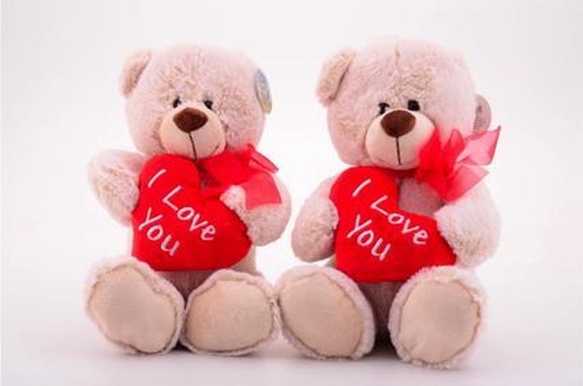 Pluche beer met hart I love You - 30 centimeter - Valentijnsdag - valentijnsbeer