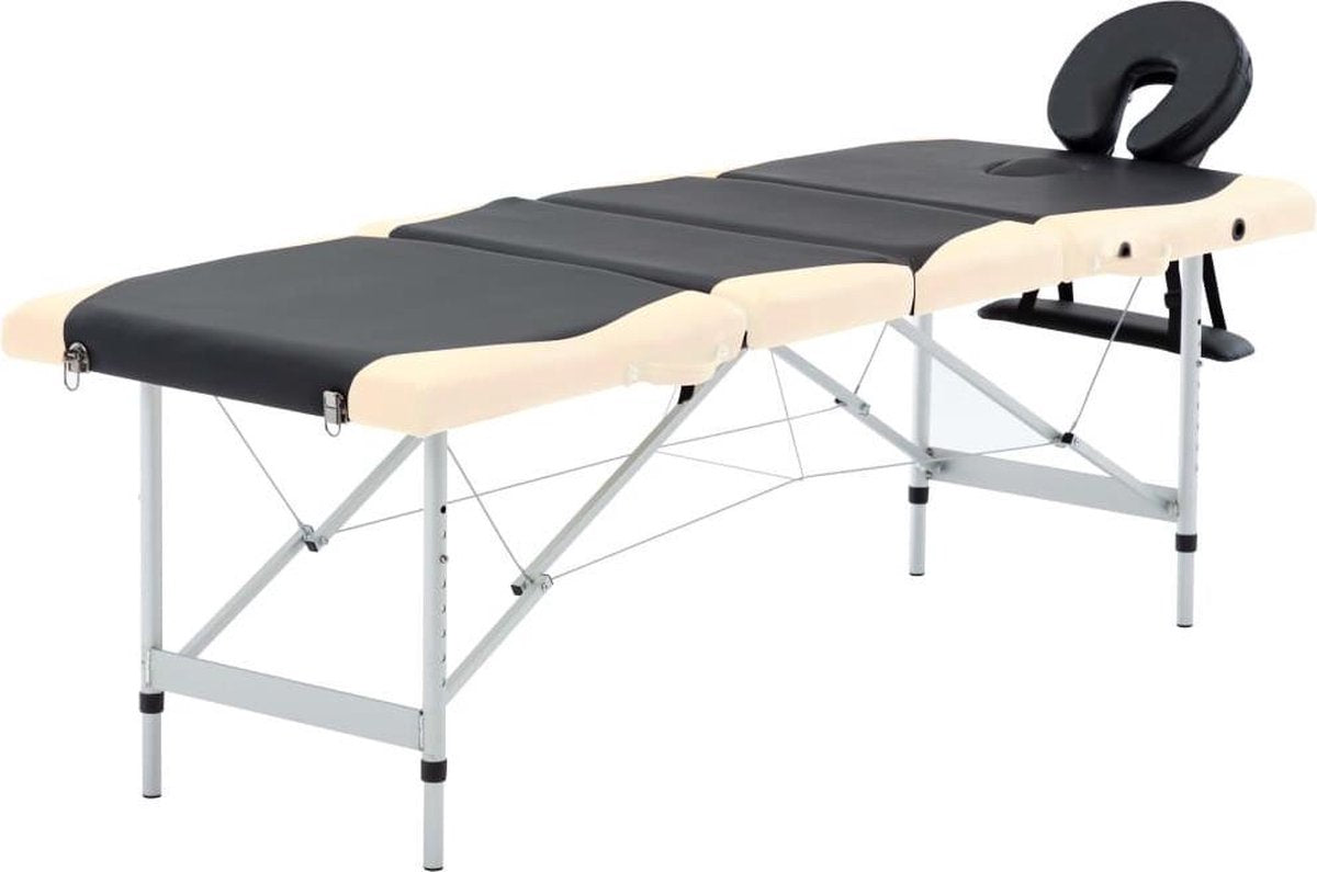 Medina Massagetafel inklapbaar 4 zones aluminium zwart en beige