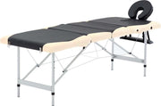 Medina Massagetafel inklapbaar 4 zones aluminium zwart en beige