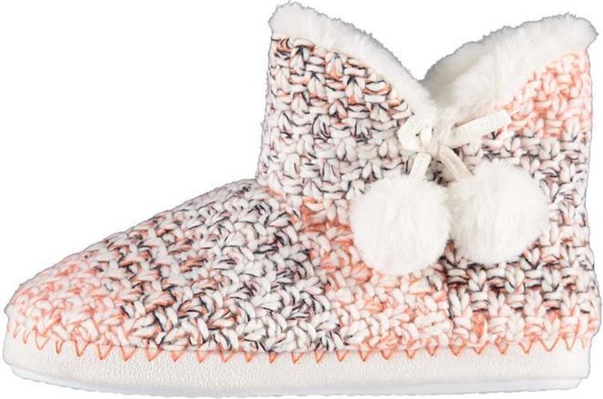 Apollo Sloffen Gebreid Dames Elastomeer/textiel Oranje/wit Maat 39-40