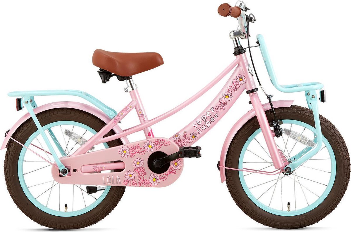 Supersuper Lola Kinderfiets - Meisjes - 16 inch - Roze/Turquoise