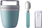 Mepal - Lunchpot + vouwlepel Ellipse - Nordic green - Yoghurtbeker met lepel - Muesli beker to go - Geschikt voor vriezer