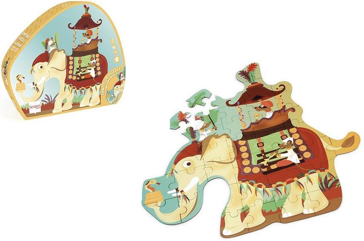 Scratch Legpuzzel Olifant Junior 50 Cm Karton Rood 37-delig