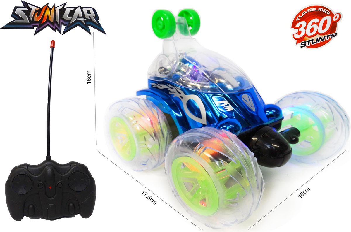 Rc stunt car - Acrobatische afstand bestuurbaar auto met 360º draaiende wielen - Oplaadbaar 17.5CM