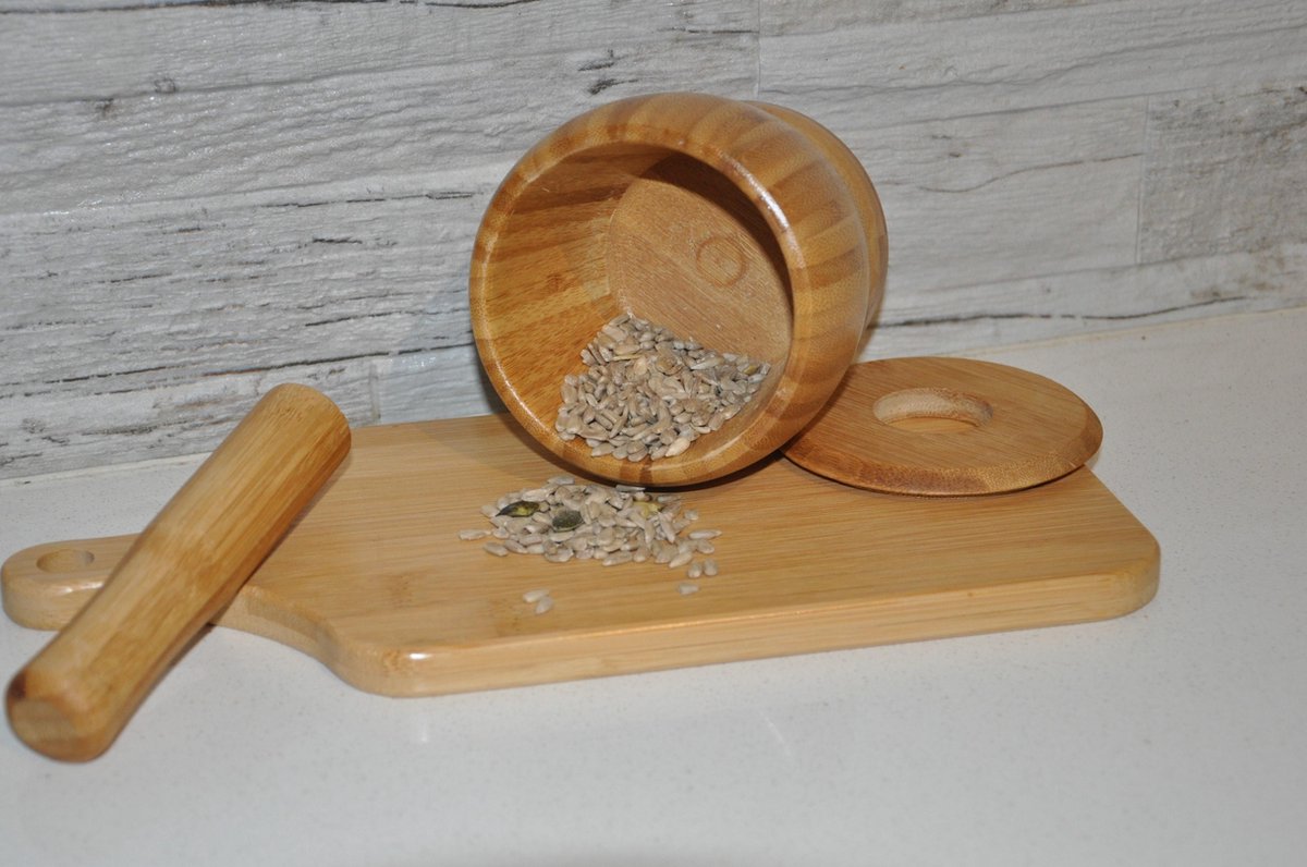 Bamboe vijzel met stamper - Keukengerei - Vegan - Zero waste