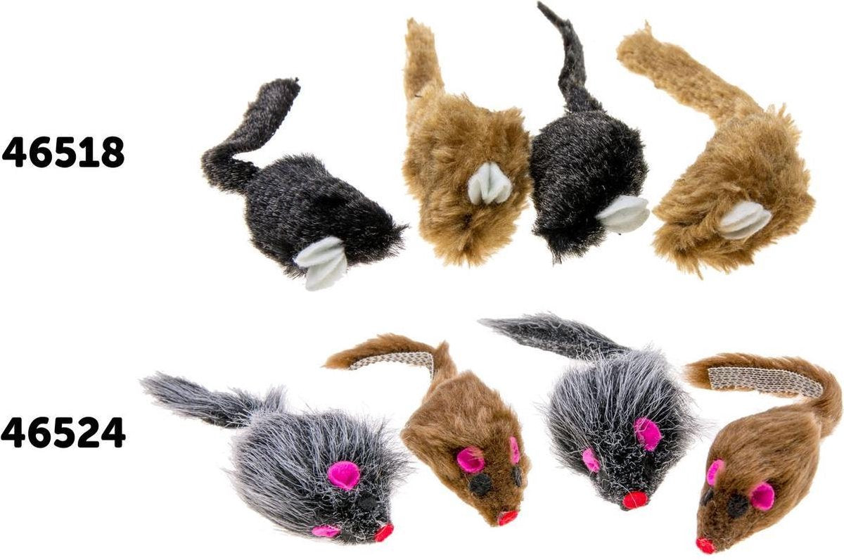 Black-white plush mice 4 pcs. in a bag