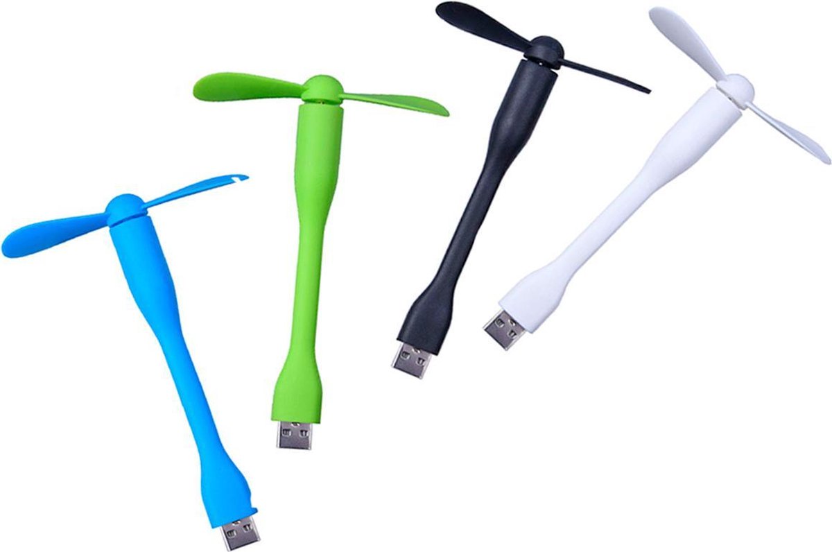 4x Mini USB Ventilator / Desk Fan Set - Zwart