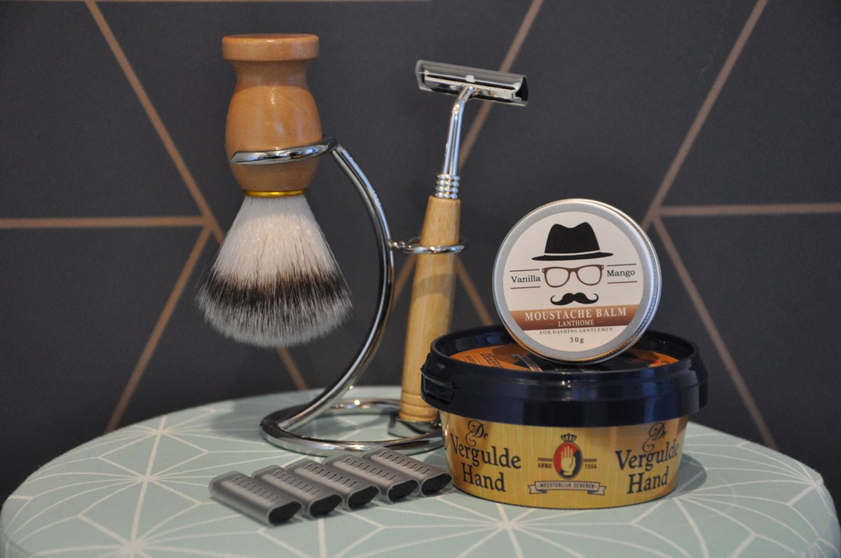 Bamboe scheerset deluxe - Scheerset - Scheermesjes - Cadeau - Cadeau voor hem