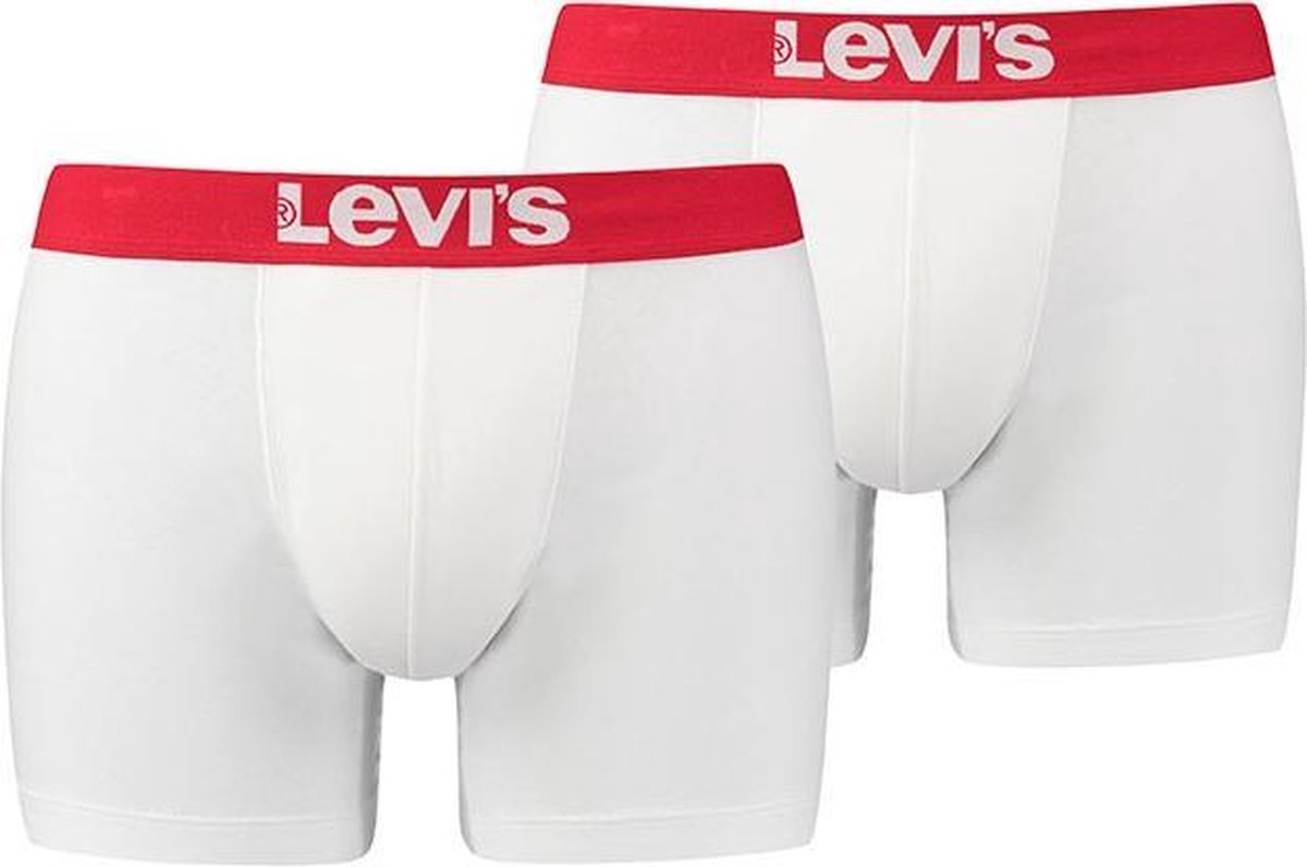 Levi's - Heren - 2-pack Basic Boxershorts Grijs Melange  - Wit - XXL