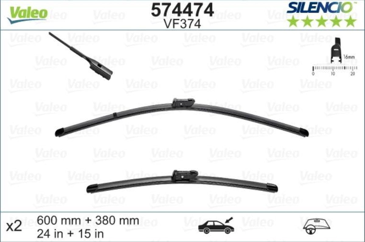 Ruitenwisser set  VW up / Seat Mii / Skoda citygo flat blade