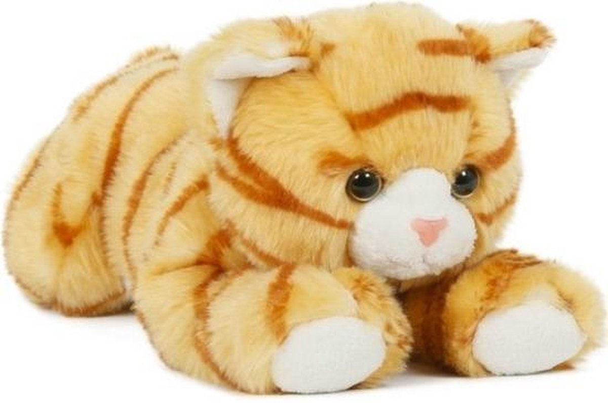 Pluche oranje/rode poes/kat knuffel 25 cm speelgoed - Huisdierenknuffels/knuffeldieren/knuffels voor kinderen