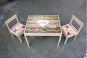 Kinder meubel Houten set steigerhout print met hartjes