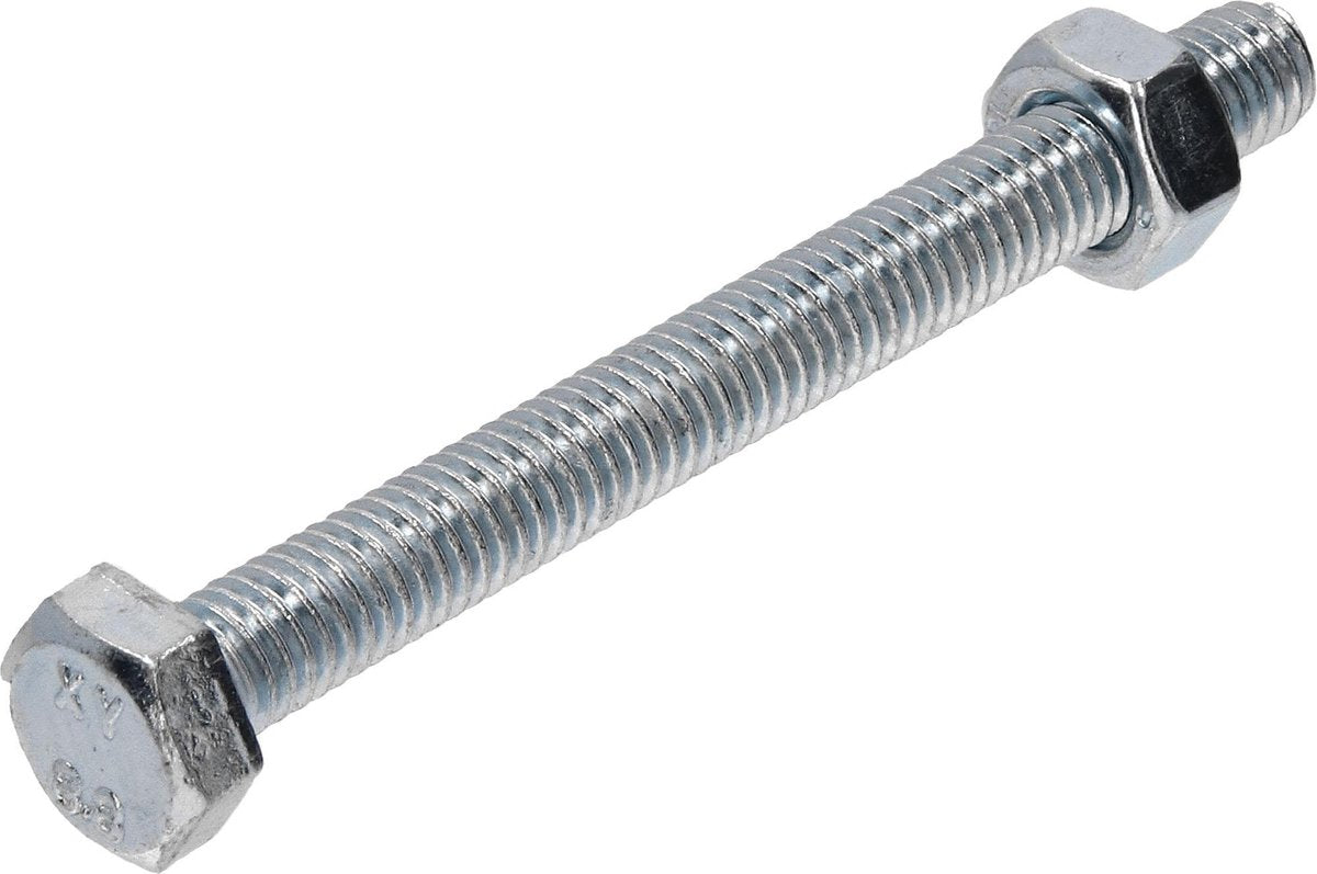 Zeskantbout met moer M6x60 per 45 gegalvaniseerd