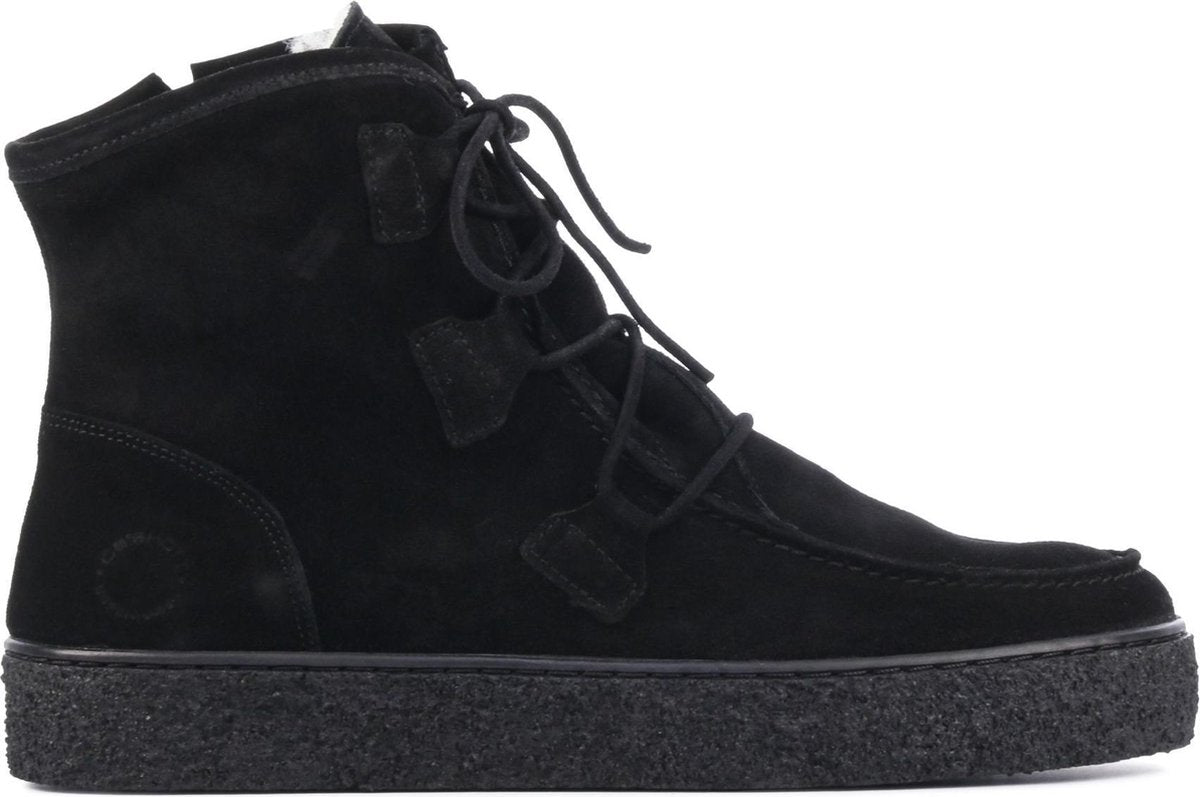 Cashott Vrouwen Suède  Veterboots / Laarzen / Damesschoenen 18110 - Zwart - maat 40