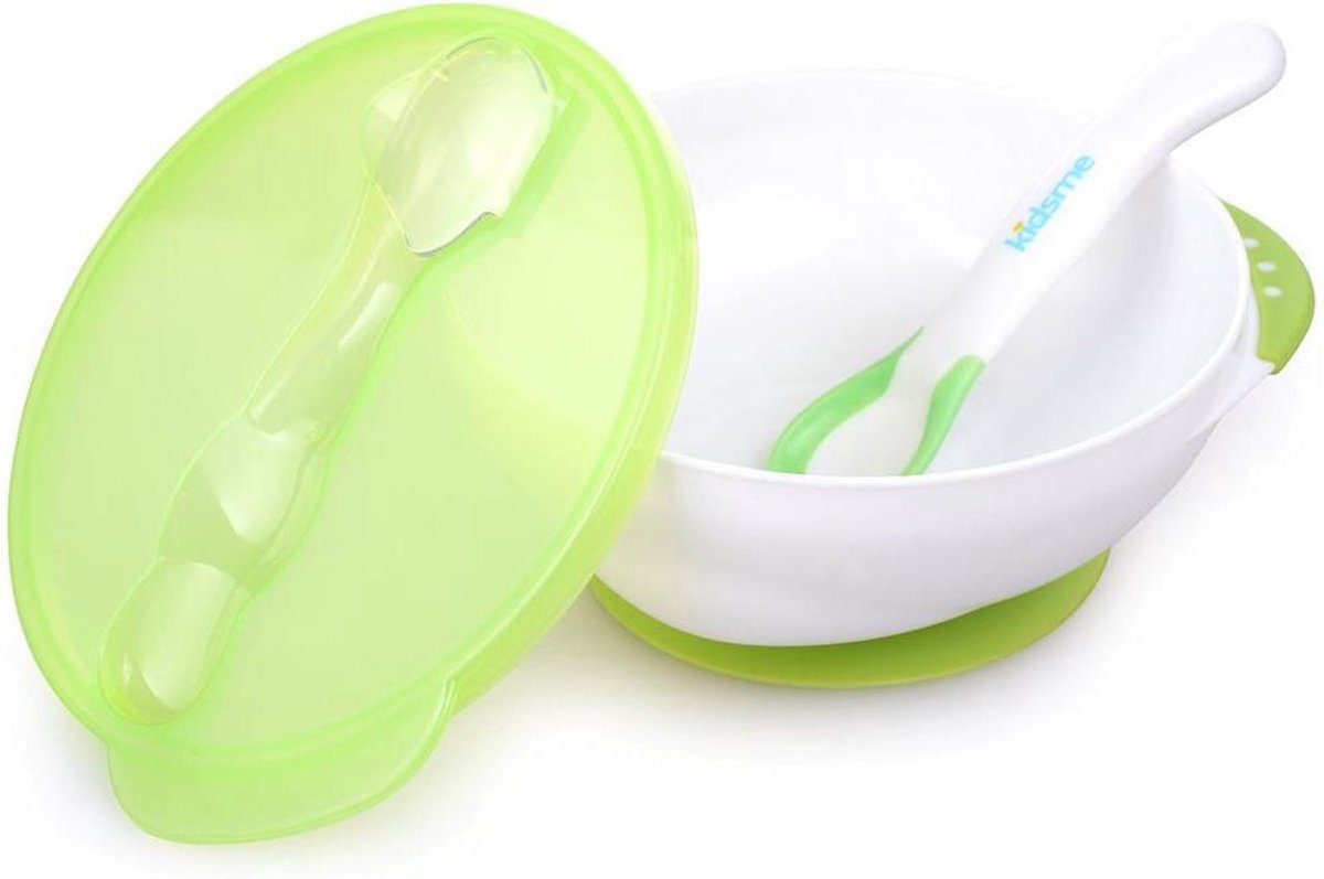 KidsMe Bakje met zuignap & lepel met thermometer - Lavendel