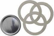 Bialetti Moka Express filterplaatje en drie rubber ringen 3/4 kops