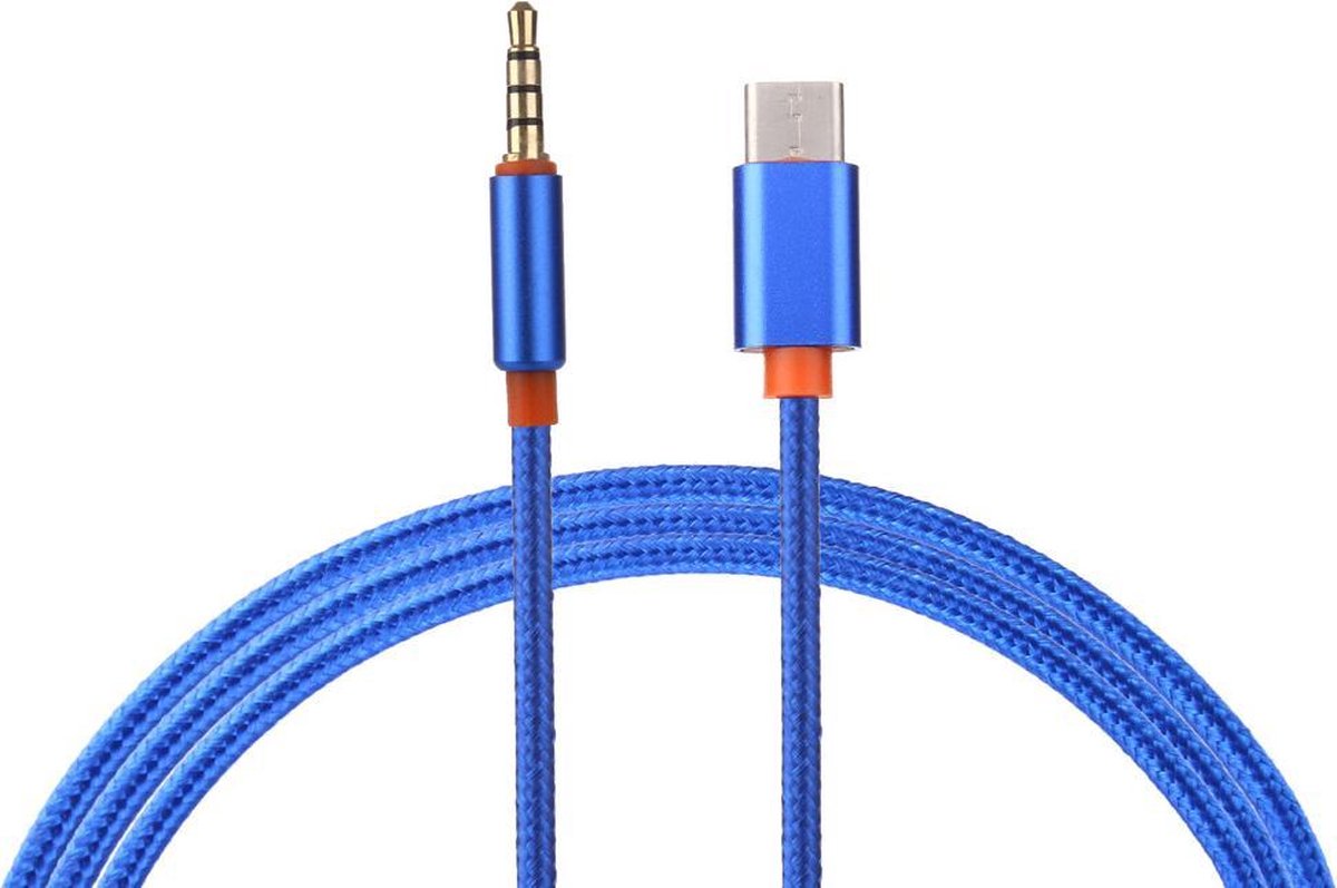 USB-C Type C Male naar Audio Jack 3.5mm Male - Kleur - Blauw