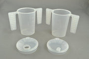 Comforthulpmiddelen Drinkbeker met platte handgrepen en twee tuitdeksels