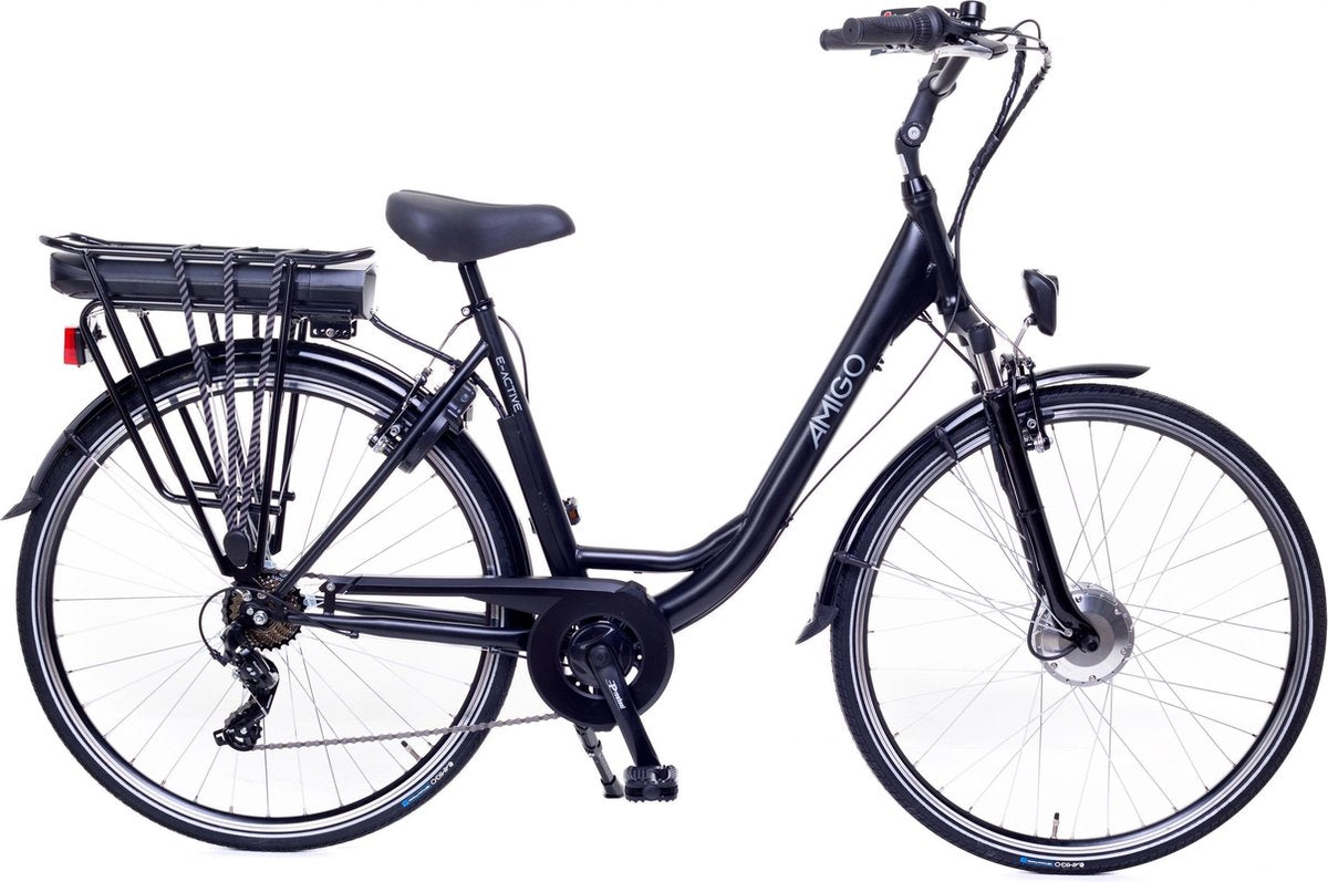 Amigo E-Active - Elektrische stadsfiets voor dames - Met 7 versnellingen - Matzwart